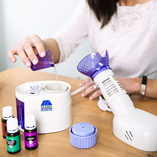MABIS Facial Steamer, Steam Inhaler, Vaporizer or Vocal Steamer with Aromatherapy Diffuser and Soft Face Mask for Personal and Facial Steaming, 25mL