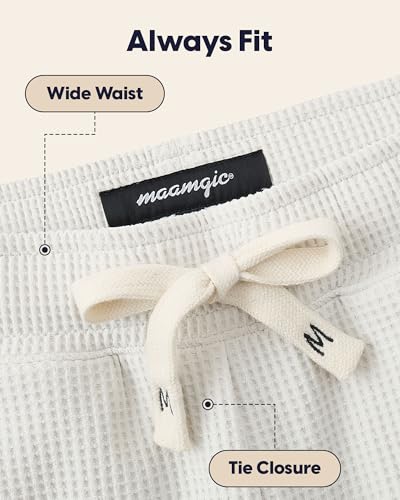 maamgic Mens Waffle Shorts Casual Lounge Shorts 7 Inch with Elastic Waist and 5 Pockets Light-Grey