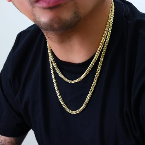 Nuragold 14K Real Yellow Gold 5mm Franco Box Wheat Chain Mens Wide Necklace - 26"