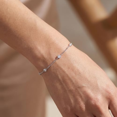 Pompeii 3/4 TCW 14k White Gold Round Diamond By Yard Station Bracelet