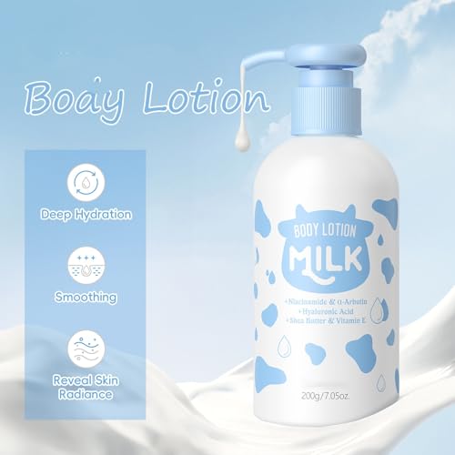 Milk Hydrating Skincare Cream, Moisturizing Skin Lotion 7.05oz- Milk Extract - Body Lotion, Hand and Body Moisturizer, Gentle Bath Wash Hydrating & Cleansing, Exfoliating Face Lotion, Nourishes Skin