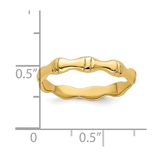 Sonia Jewels Real 14k Yellow Gold Bamboo Ring Band Size 5