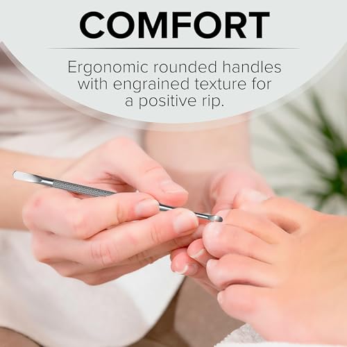 Stainless Steel Nail Cuticle Pusher with Spoon Nail Cleaner - Professional Dual Sided Fingernail Cleaner for Under Nails - Saloon Quality Dual Ended Manicure & Pedicure Tool for Cuticle Care & Nails