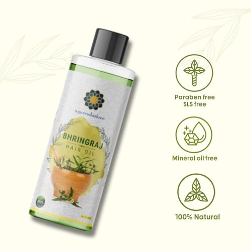 AYURVEDASHREE Hair Oil 6.76 fl oz., with Bhringraj, Amla Extract, Kalonji, Seasme, Avacado, Walnut, Thyme, Jajoba , Grape Seed & Coconut Oil 200 ml