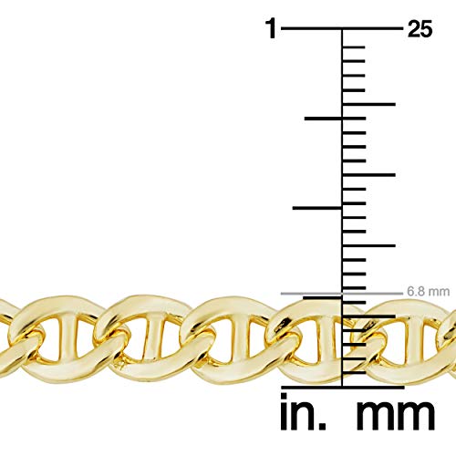 Solid 14k Yellow Gold Mariner Link Bracelet for Men (6.8 mm, 9 inch)