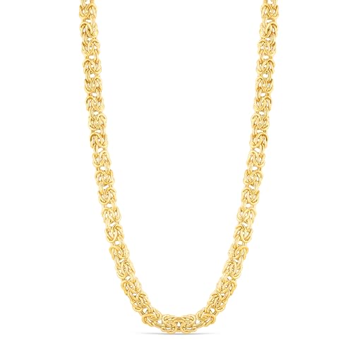 Floreo 14K Yellow Gold 6mm Byzantine Chain Necklace, 18 Inch