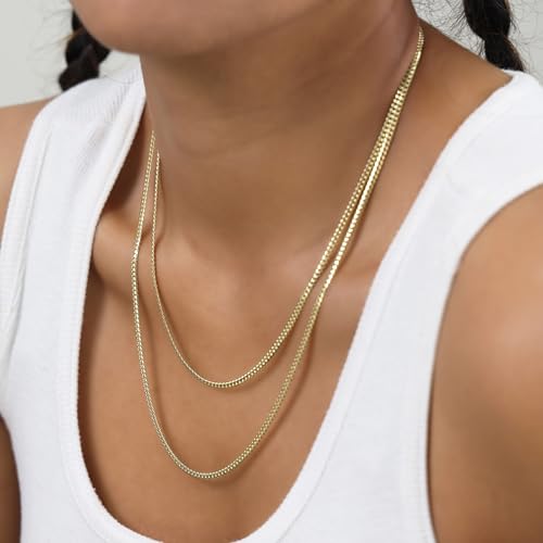Nuragold 10k Real Yellow Gold Miami Cuban Link 2.7mm Solid Chain Necklace - 20"