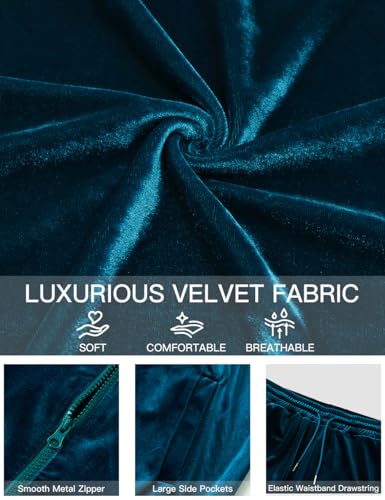 SAMDIPLUS Mens Velour Tracksuit 2 Piece Outfit Short Sleeve Full Zip Jacket and Shorts Set Summer Casual Loungewear