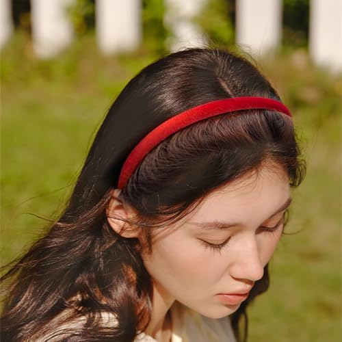 NARUNING 6Pcs Velvet Headbands Women's Hair Head Bands Padded Headbands 1.7cm Solid Color Hairband Fashion Headwear, Girls Women Hair Accessories (6-PACK A, One Size)