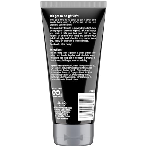 Got2B Ultra Glued Hair Gel, Extra Strong Hold, 6 Fl Oz + 1.25 Fl Oz