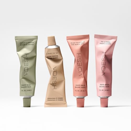 VOESH Vegan Hand Balm – K-Beauty Korean Skincare Hand Cream for Dry Hands – Non-Greasy Fast-Absorbing Moisturizer with Turmeric Mango Butter and Squalane – 1 oz Travel Size (Hinoki & Lavanda)