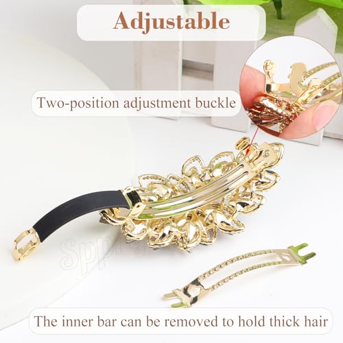 Sppry Large Gold-plated Rhinestone Hair Barrette, Colorful