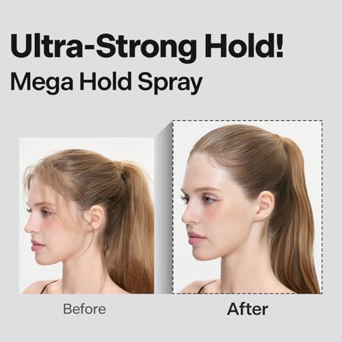DASHU Mega Hold Super Hair Spray 8.45 fl oz – Ultra-Strong Fixation, Hairspray for Women & Men, Dryness Prevention, Natural Finish, Easy Wash-Out
