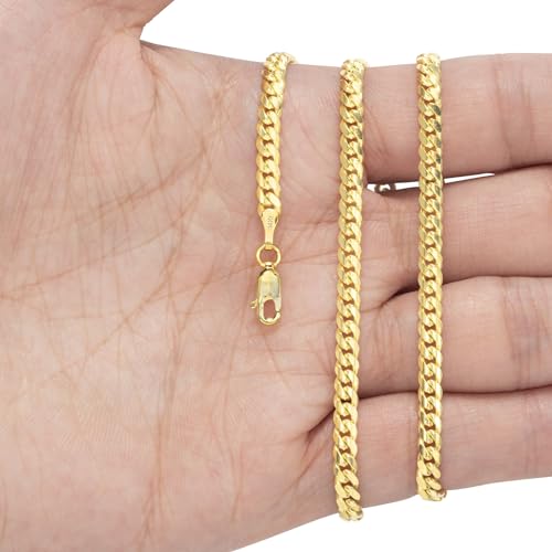 Nuragold 14k Real Yellow Gold Miami Cuban Link 4mm Solid Chain Necklace - 28"