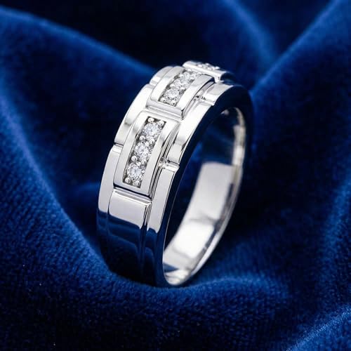 P3 POMPEII3 Pompeii VS .54Ct Mens Natural Diamond Wedding Ring 14k White Gold Anniversary Band - Size 10