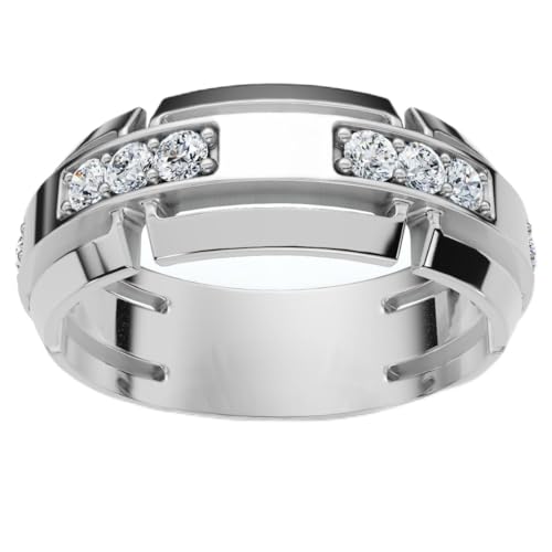 P3 POMPEII3 Pompeii Men's 1/2Ct 7mm Wide Interlocked Diamond Wedding Ring 14k Gold Lab Grown - Size 9.5 (F/G,VS1-VS2)