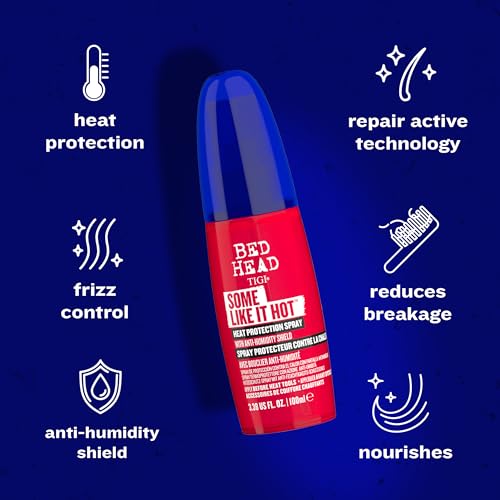 TIGI Bed Head Some Like It Hot Heat Styling and Protection Spray with Anti-Humidity Shield, Tames Frizz and Reduces Breakage, 3.38 fl oz