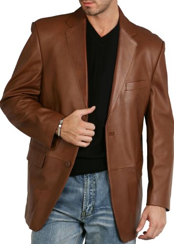 BGSD Men Richard Classic Lambskin Leather Blazer Sport Coat Jacket (Also available in Big and Tall and Short)