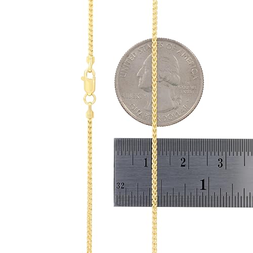 Nuragold 14K Real Yellow Gold Franco 1.4mm Solid Diamond Cut Chain Necklace - 22"