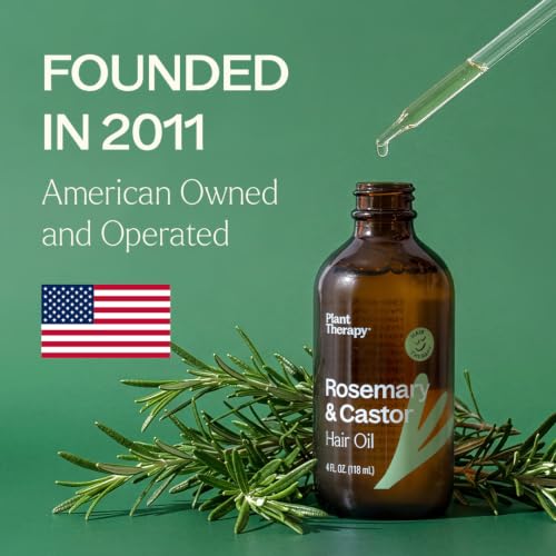 Plant Therapy Rosemary & Castor Oil - 4 oz Hair Treatment for Growth, Shine, Softness, Healthy Scalp & Hair Mask