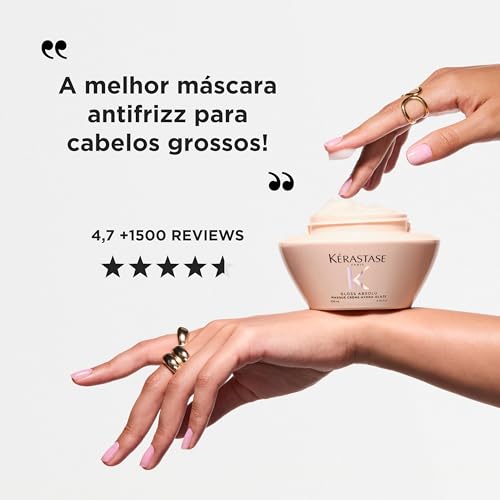 KÉRASTASE Gloss Absolu Masque Crème Hydra-Glaze, Deeply Nourishing Hair Mask for Thick, Frizzy Hair, for Anti-Frizz, Shine & Smoothness, with Hyaluronic Acid, 6.8 Fl Oz
