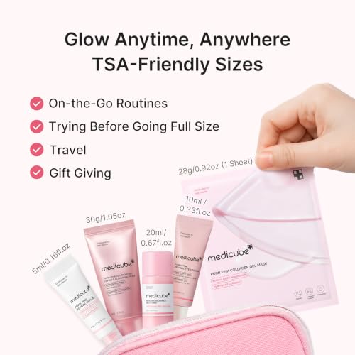 medicube PDRN Glow Essentials Kit, Mini Skincare Travel Set, 5-Step Routine