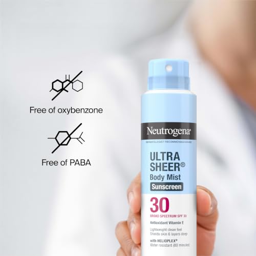Neutrogena Ultra Sheer Sunscreen Spray SPF 30 Body Mist, 3 x 5 oz