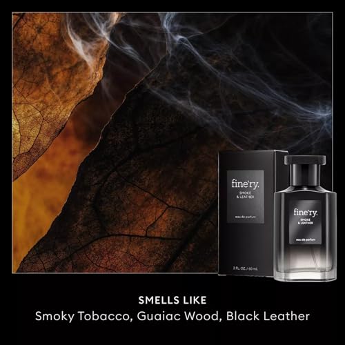 Fine'ry Cologne for Men Woody Smoke & Leather Eau De Parfum (2oz)