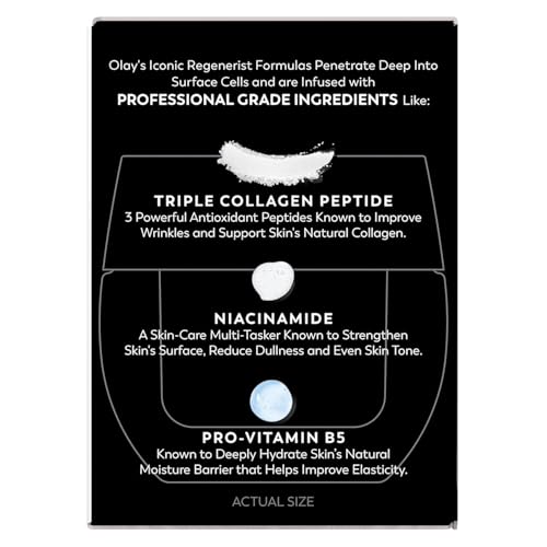 Olay Face Moisturizer, Regenerist Micro-Sculpting Cream for Women, Fragrance-Free - Anti-Aging, Anti-Wrinkle, Firming Skin Care - Triple Collagen Cream, Peptide, Hyaluronic Acid, Niacinamide, 1.7oz