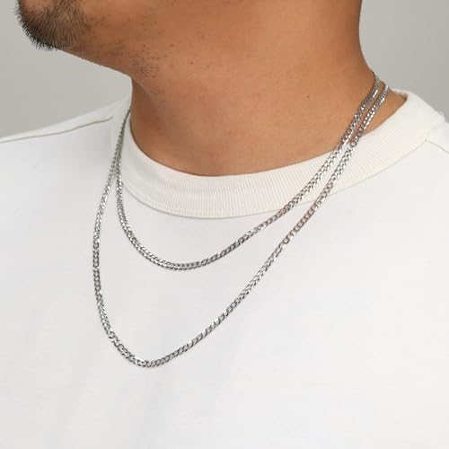 Nuragold 14K Real White Gold Cuban Curb Solid Italian Link Chain Necklace - 24",4mm