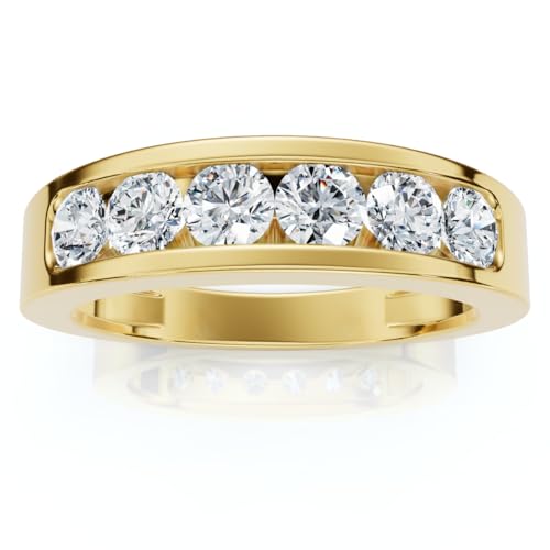 Pompeii 1Ct Diamond Channel Set Wedding Band Mens Ring 14k Yellow Gold Lab Grown - Size 10.5 (G/H,VS2-SI1)