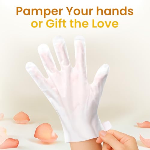 BLOOMORA Repairing Hand Mask for Dry Cracked Hands, Hand Masks with Shea Butter, Jojoba Oil & Vitamin E, Moisturizing Gloves, Skin Care Gifts for Women & Men, Self Care Gifts for Women (6 Pairs)