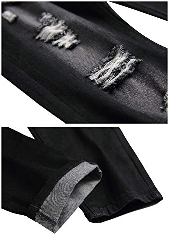 LZLER Men Black Jeans Destroyed Regular fit Mens Designer Jeans Young Fashion Revival Size 34
