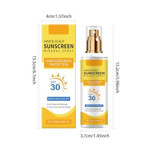 100 ML Hair and Scalp Sunscreen Spray SPF 30, Weightless Invisible Mist UV Protection Hair and Scalp Sunscreen Spray Non Greasy.