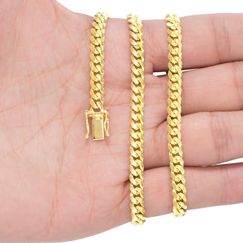Nuragold 18k Real Yellow Gold Miami Cuban Link 4mm Solid Chain Bracelet - 7.5"