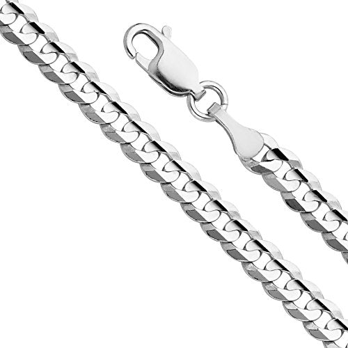 14k REAL White Gold Solid 2.5mm Cuban Concave Curb Chain Necklace with Lobster Claw Clasp - 18"