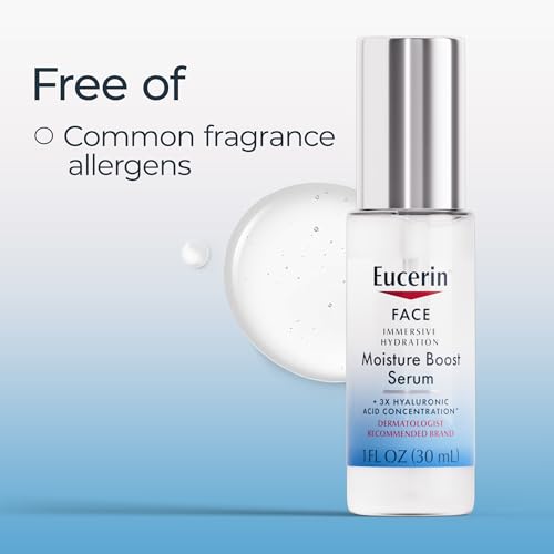 Eucerin Immersive Hydration Smoothing Face Serum, Ultra-Lightweight Hyaluronic Acid Serum Reduces the Look of Fine Lines and Wrinkles, 1 Fl Oz Bottle