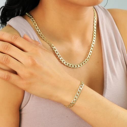 Nuragold 14k Real Yellow Gold Cuban Curb Link 6.5mm Chain Bracelet (7"-9") - 9"