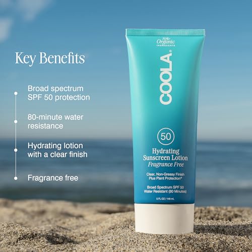 COOLA Hydrating SPF 50 Sunscreen Lotion, Fragrance Free, 5 oz