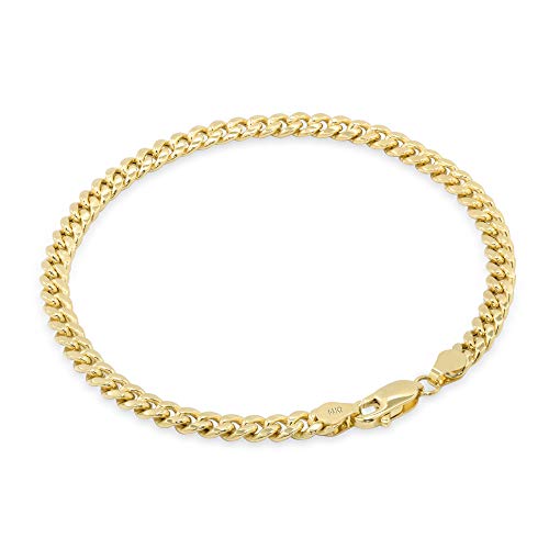 Nuragold 14k Real Yellow Gold Miami Cuban Link 4.5mm Chain Italian Bracelet - 8.5"