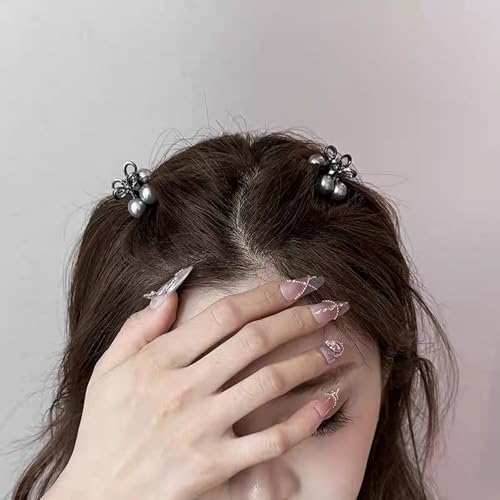Small Hair Clips for Women,Cute Mini Pearl Claw Clips, Cherry Claw Clip for Half Up Bun Short Hair Pins, Metal Springs Hair Accessories Barrettes Birthday Christmas Gift for Daughter Girl(4 Pcs)