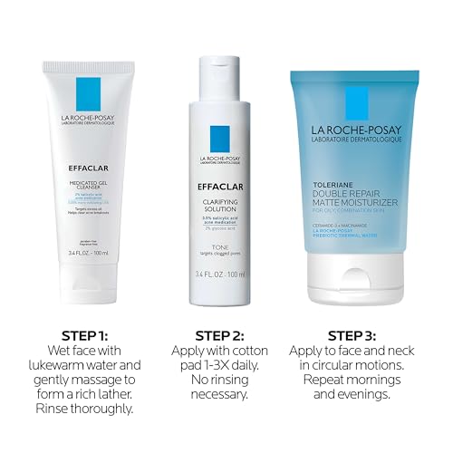 La Roche-Posay Effaclar Daily Acne Kit with Cleanser, Toner & Moisturizer