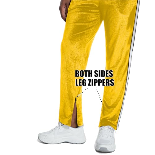 ANOTWENER Men's 2 Piece Tracksuits Velour Sweatsuits Athletic Fit Velvet Outfit Jogging Full Zip Jacket Pants Set Yellow JW-41345-M