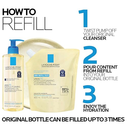 La Roche-Posay Lipikar AP+ Gentle Foaming Cleansing Oil, Refill, 13.52oz