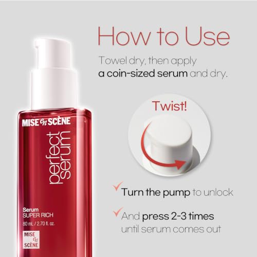 Mise En Scene Perfect Super Rich Serum with Argan Oils - Hair Essence for High Nutrition Intensive Care, Korean Hair Oil, 2.70 fl. Oz
