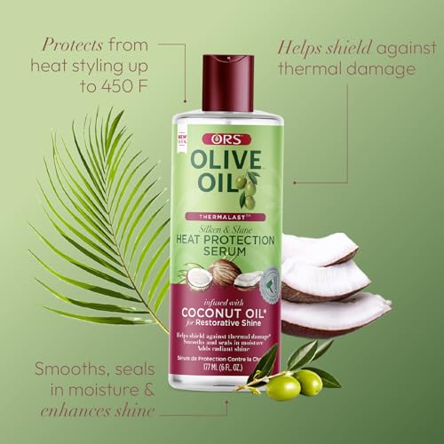 ORS Olive Oil Heat Protection Hair Serum with Coconut Oil for Restorative Shine 6 Ounces