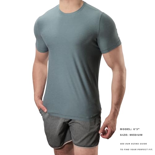 Lanky Llama (New) Aero Tee | Fit for Slim & Tall Slim Men | Lightweight Luxury Athleisure | Pale Ocean, X-Large (Semi-Tall)