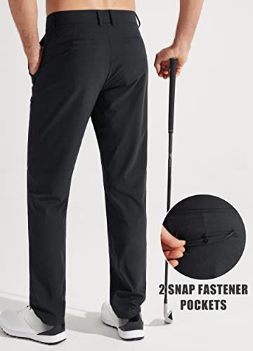 Libin Mens Golf Pants Classic Fit Stretch Work Dress Pants 32" Quick Dry Lightweight Business Casual Trousers Comfort Water Resistant, Black, 40W x 32L