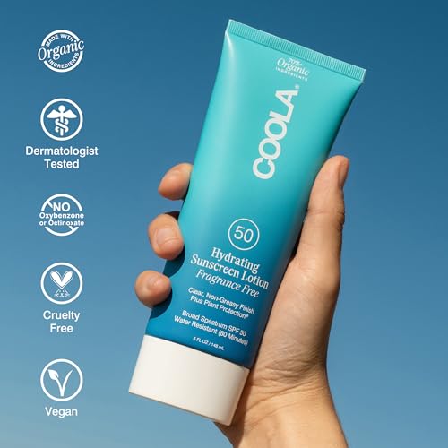 COOLA Hydrating SPF 50 Sunscreen Lotion, Fragrance Free, 5 oz