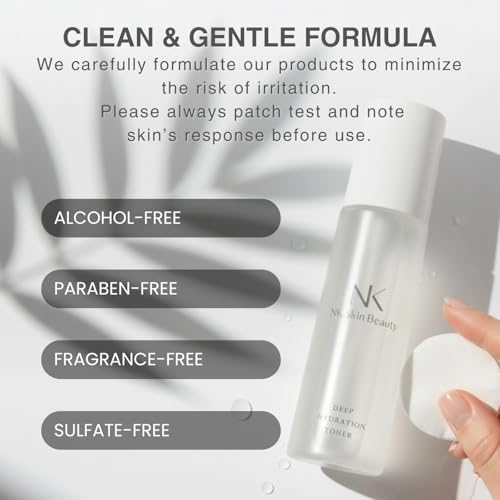 NK Skin Beauty Deep Hydration Toner, Japanese Skincare, Moisturizing Essence Toner with Ceramide, Niacinamide, Hyaluronic Acid, Collagen and Pepride for Dry Skin and Sensitive Skin